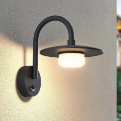 Væglampe Med Sensor|Væglamper ^ Lucande udendørs væglampe Zamalino, 31 cm, antracit, sensor