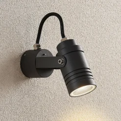 Udendørs Spot|Væglamper ^ Lucande udendørs vægspot Galina, grå, aluminium, 11,2 cm høj