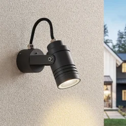 Udendørs Spot|Væglamper ^ Lucande udendørs vægspot Galina, grå, aluminium, 11,2 cm høj