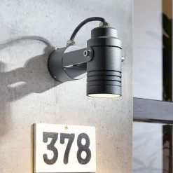 Udendørs Spot|Væglamper ^ Lucande udendørs vægspot Galina, grå, aluminium, 11,2 cm høj