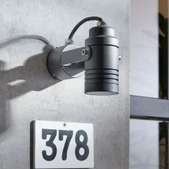 Udendørs Spot|Væglamper ^ Lucande udendørs vægspot Galina, grå, aluminium, 11,2 cm høj