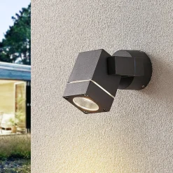 Terrassebelysning|Udendørs Spot ^ Lucande udendørs vægspot Kavuna, kantet, antracit, IP54