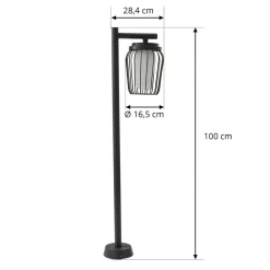 Gadebelysning ^ Lucande vejlampe Chandan, 100 cm, sort, aluminium