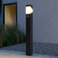 Lucande Gadebelysning Med Sensor|Terrassebelysning > vejlampe Kiran, 100 cm, sensor, grå, IP44, E27