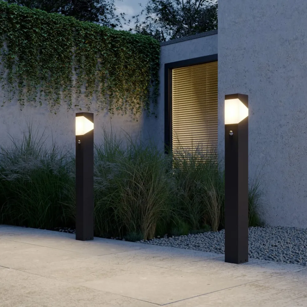 Lucande Gadebelysning Med Sensor|Terrassebelysning > vejlampe Kiran, 100 cm, sensor, grå, IP44, E27