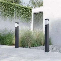 Lucande Gadebelysning Med Sensor|Terrassebelysning > vejlampe Kiran, 100 cm, sensor, grå, IP44, E27