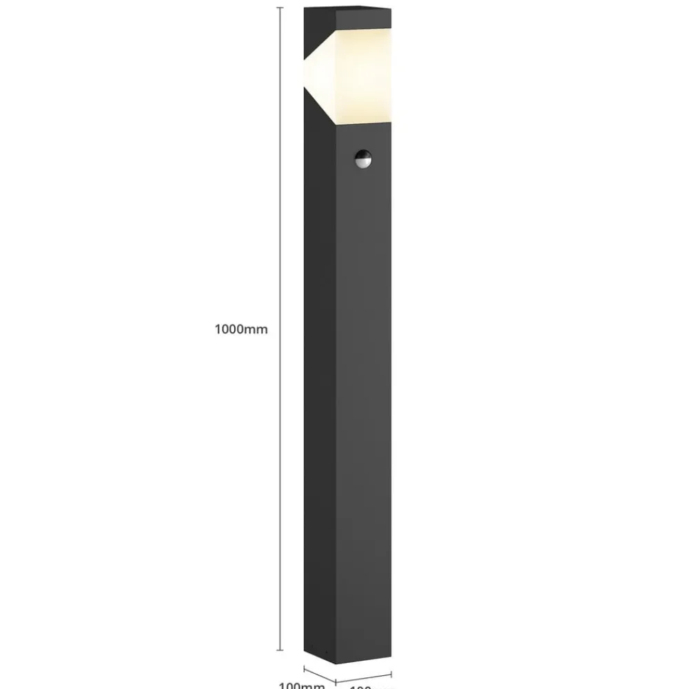 Lucande Gadebelysning Med Sensor|Terrassebelysning > vejlampe Kiran, 100 cm, sensor, grå, IP44, E27