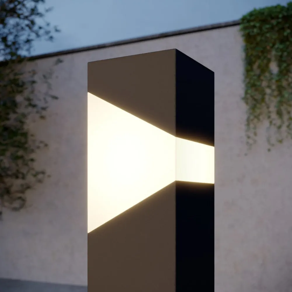 Lucande Gadebelysning Med Sensor|Terrassebelysning > vejlampe Kiran, 100 cm, sensor, grå, IP44, E27