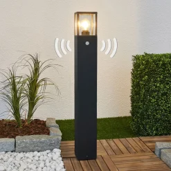 Lucande Gadebelysning Med Sensor|Terrassebelysning > vejlampe Klemens, 90 cm, sensor, antracit, E27