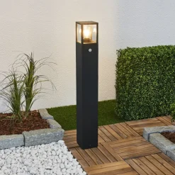 Lucande Gadebelysning Med Sensor|Terrassebelysning > vejlampe Klemens, 90 cm, sensor, antracit, E27
