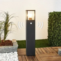 Gadebelysning Med Sensor|Terrassebelysning ^ Lucande vejlampe Klemens, 65 cm, sensor, antracit, E27