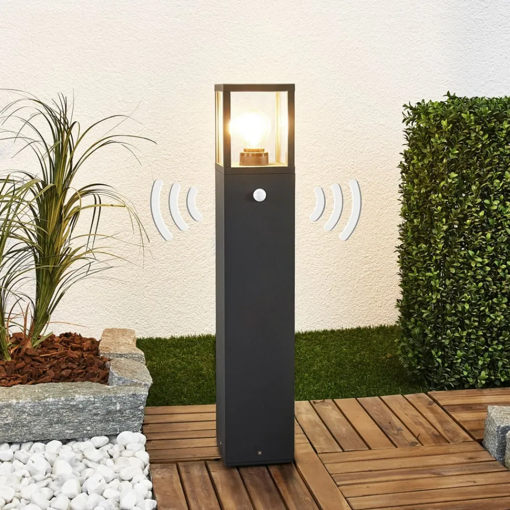 Gadebelysning Med Sensor|Terrassebelysning ^ Lucande vejlampe Klemens, 65 cm, sensor, antracit, E27