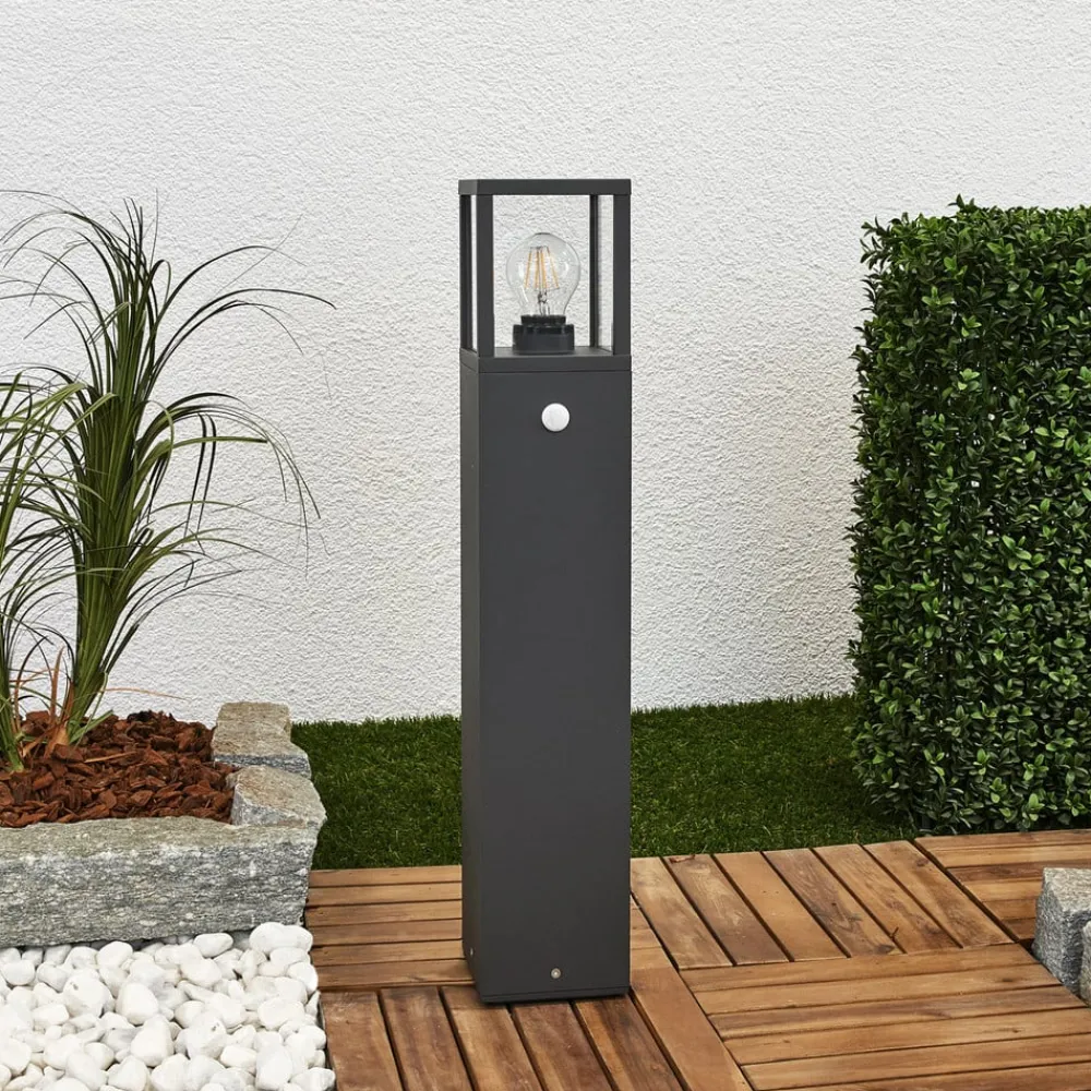 Gadebelysning Med Sensor|Terrassebelysning ^ Lucande vejlampe Klemens, 65 cm, sensor, antracit, E27