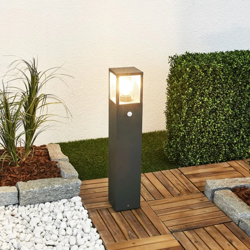 Gadebelysning Med Sensor|Terrassebelysning ^ Lucande vejlampe Klemens, 65 cm, sensor, antracit, E27