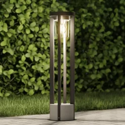 Lucande Gadebelysning > vejlampe Overa, grå, metal, 68 cm, IP44, E27