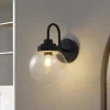 Lucande Væg- Og Spejllamper|Væglamper > væglampe Badolo, sort, glas, 25 cm høj, IP44
