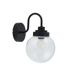 Lucande Væg- Og Spejllamper|Væglamper > væglampe Badolo, sort, glas, 25 cm høj, IP44