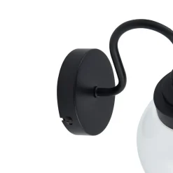 Lucande Væg- Og Spejllamper|Væglamper > væglampe Badolo, sort, glas, 25 cm høj, IP44
