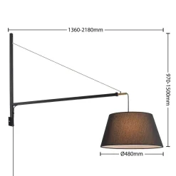 Lucande Væglamper|Pendellamper > væglampe Beleza, højde 150 cm, kan trækkes ud, tekstil