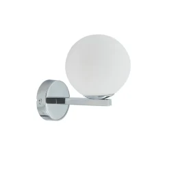 Lucande Væg- Og Spejllamper|Væglamper > væglampe Bidolo, kromfarvet, glas, Ø 12 cm, IP44
