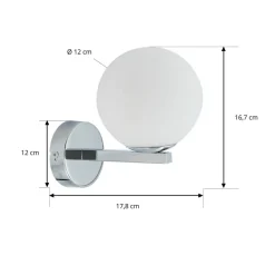 Lucande Væg- Og Spejllamper|Væglamper > væglampe Bidolo, kromfarvet, glas, Ø 12 cm, IP44