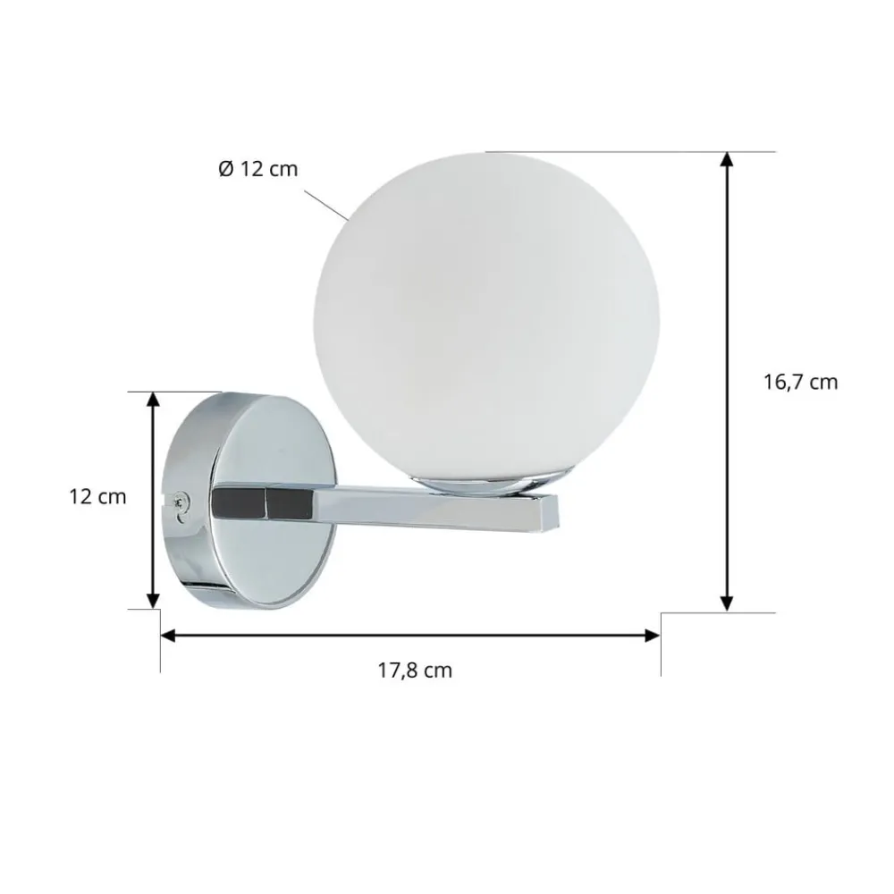 Lucande Væg- Og Spejllamper|Væglamper > væglampe Bidolo, kromfarvet, glas, Ø 12 cm, IP44