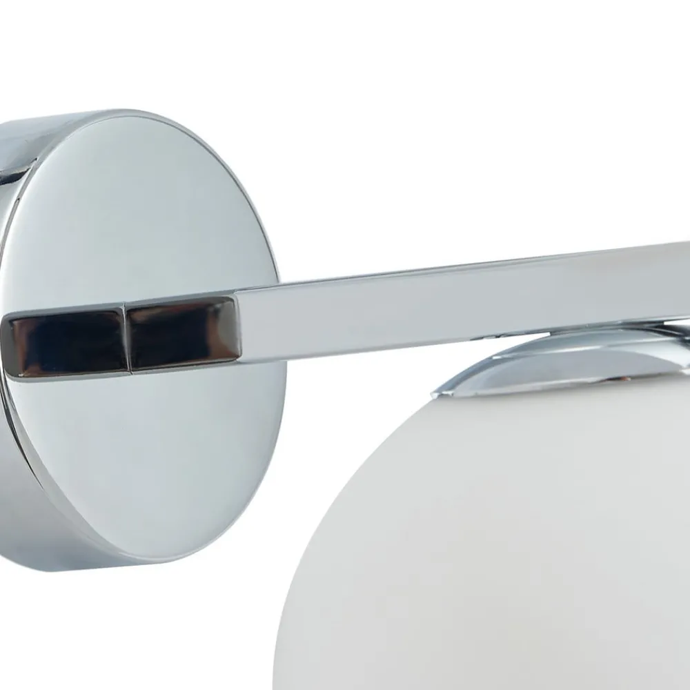Lucande Væg- Og Spejllamper|Væglamper > væglampe Bidolo, kromfarvet, glas, Ø 12 cm, IP44