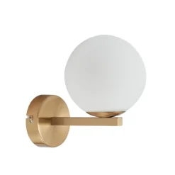 Lucande Væg- Og Spejllamper > -væglampe Bidolo, messingfarvet, glas, 12 cm, IP44