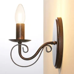 Gang|Væglamper ^ Lucande væglampe Caleb, 18 cm, rustfarvet, metal, E14