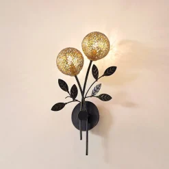 Lucande Gang|Væglamper > væglampe Evory, 30 cm, 2 lyskilder, sort/guld, G9