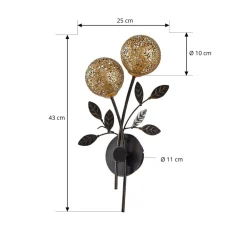 Lucande Gang|Væglamper > væglampe Evory, 30 cm, 2 lyskilder, sort/guld, G9