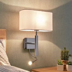 Lucande Væglamper|Væglamper > væglampe Jettka, højde 63 cm, læsearm, tekstil