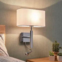 Lucande Væglamper|Væglamper > væglampe Jettka, højde 63 cm, læsearm, tekstil