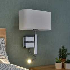 Lucande Væglamper|Væglamper > væglampe Jettka, højde 63 cm, læsearm, tekstil