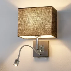 Lucande Væglamper|Væglamper > væglampe Rebekka, 31 cm, sort, LED-læsearm