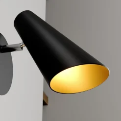 Lucande Pendellamper|Væglamper > væglampe Wibke, højde 24 cm, sort, guld, metal