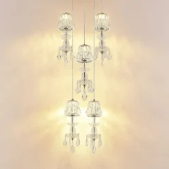 Pendellamper ^ Lucande Yasanie LED-pendellampe, 5 lyskilder, rund