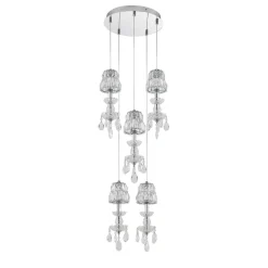 Pendellamper ^ Lucande Yasanie LED-pendellampe, 5 lyskilder, rund