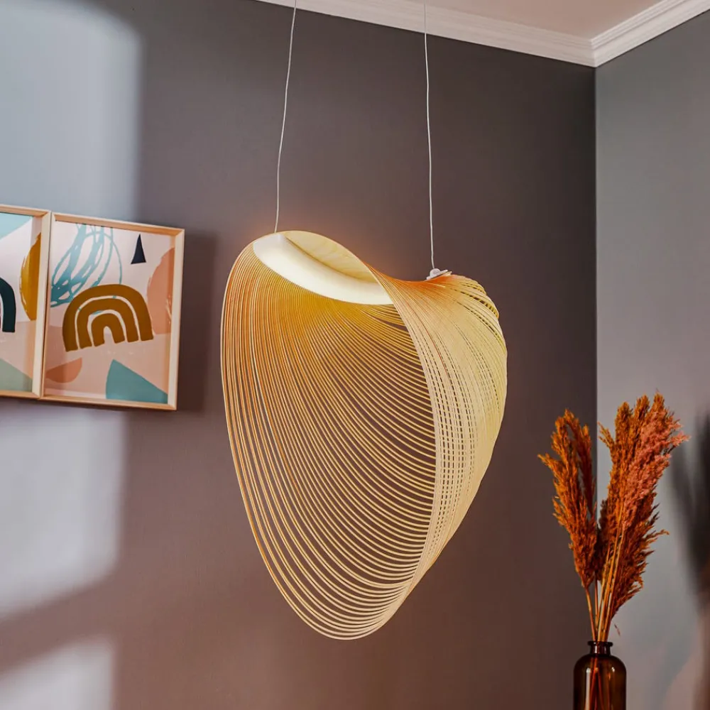 Pendellamper ^ Luceplan Illan LED-hængelampe i træ, dæmpbar Ø 60 cm