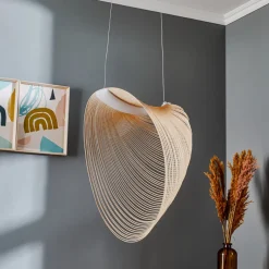Pendellamper ^ Luceplan Illan LED-hængelampe i træ, dæmpbar Ø 60 cm