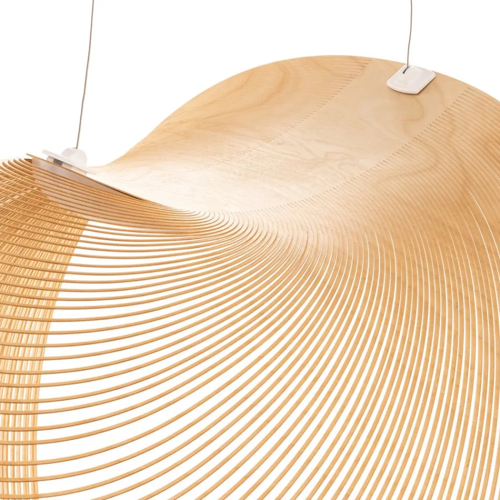 Pendellamper ^ Luceplan Illan LED-hængelampe i træ, dæmpbar Ø 60 cm