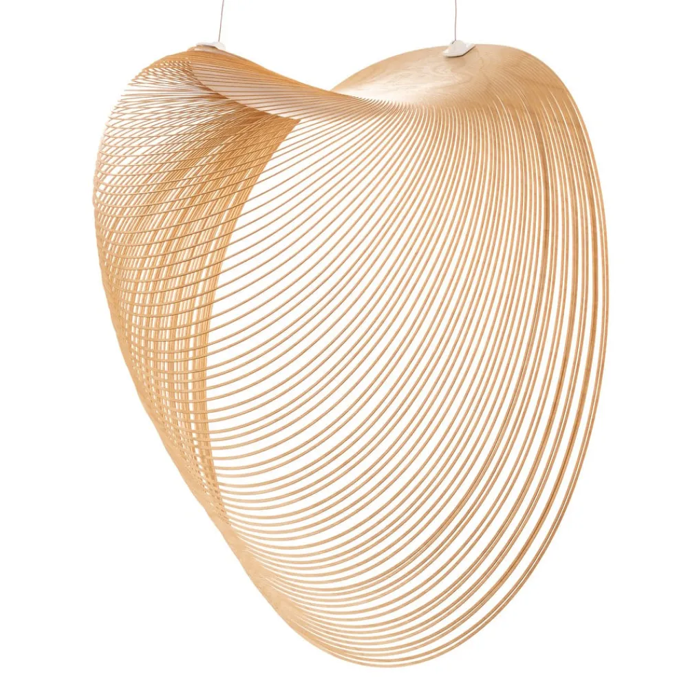 Pendellamper ^ Luceplan Illan LED-hængelampe i træ, dæmpbar Ø 60 cm