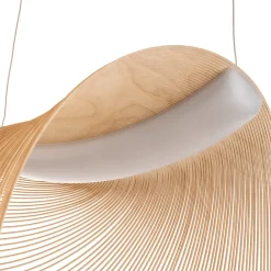 Pendellamper ^ Luceplan Illan LED-hængelampe i træ, dæmpbar Ø 60 cm