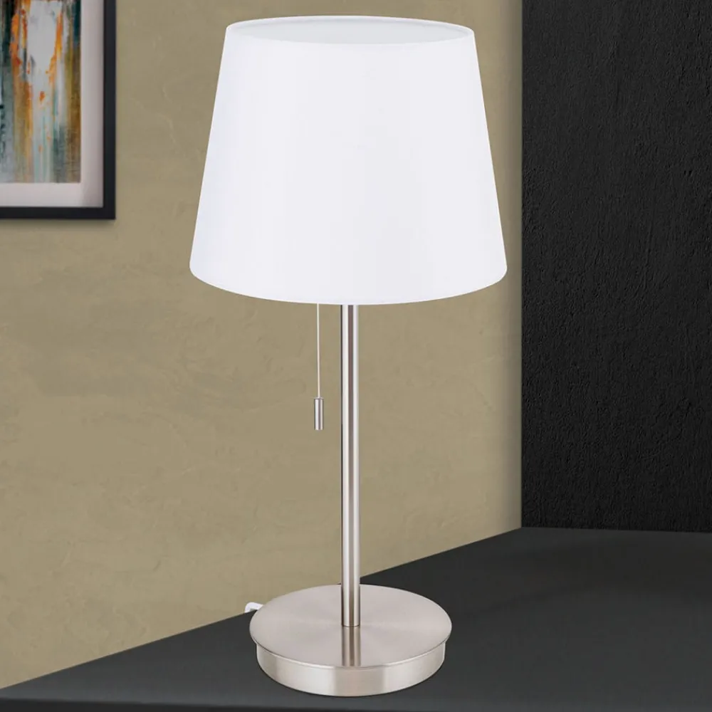 ORION Bordlamper > Ludwig bordlampe med USB-port, hvid/mat nikkel