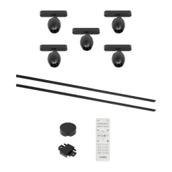 Lindby Skinnesystem > Lumaro skinnesystem, spots,5 lyskilder,sort,Ø6cm,48V,dæmpbar