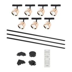 Lindby Skinnesystem > Lumaro skinnesystem, spots, 7 lyskilder, guld, Ø8cm,48V,dæmpbar