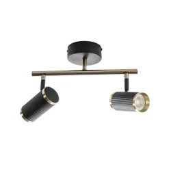 Loftlamper|Spotlights ^ Lucea Lume loftspot, 2 lyskilder, sort/messing, højde 22 cm, jern