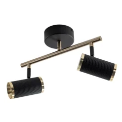 Loftlamper|Spotlights ^ Lucea Lume loftspot, 2 lyskilder, sort/messing, højde 22 cm, jern