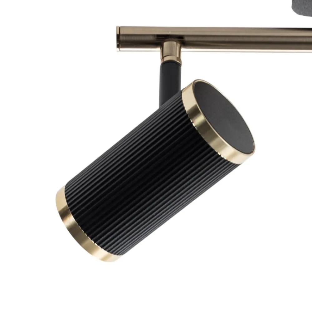 Loftlamper|Spotlights ^ Lucea Lume loftspot, 2 lyskilder, sort/messing, højde 22 cm, jern