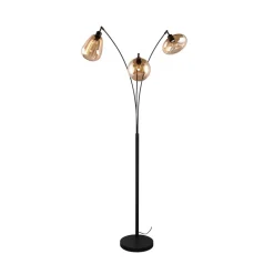 Trio Lighting Gulvlamper|Gulvlamper > Lumina gulvlampe, 3-lys, sort/amber, glas
